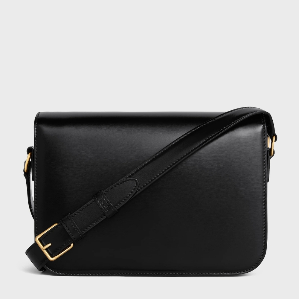 New! MSRP $4350 Authentic CELINE TRIOMPHE BAG IN BLACK Shiny Calfskin BLACK - Picture 8 of 16